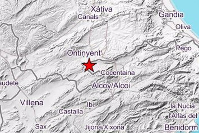 Mapa del terremoto registrado en Agres