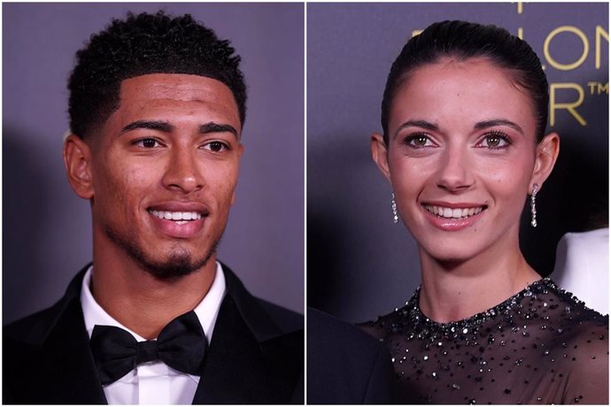 30 October 2023, France, Paris: Real Madrid's Jude Bellingham And FC Barcelona's Aitana Bonmati Arrive On The Red Carpet For The Ballon D'or Ceremony At The Theatre Du Chatelet In Paris.