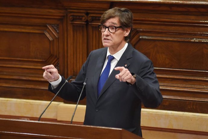 El president de la Generalitat, Salvador Illa, durante el primer pleno desde que fuera elegido presidente de la Generalitat, en el Parlament, a 5 de septiembre de 2024, en Barcelona, Catalunya (España).  El presidente de la Generalitat, Salvador Illa, exp