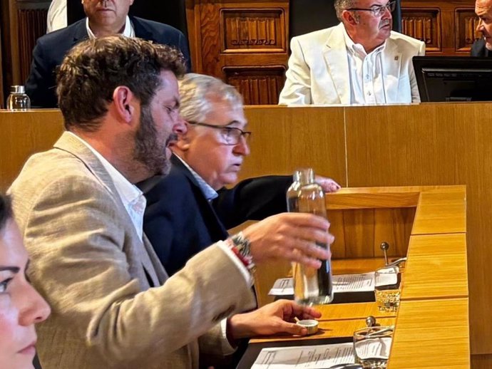 El portavoz del PP en la Diputación de León, David Fernández, en una imagen de archivo durante el último pleno celebrado en la institución provincial.