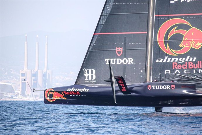 Alinghi Red Bull Racing (SUI) during the Sailing race America's Cup - Louis Vuitton Cup - Round Robin 1 & 2 on August 30, 2024 at the Barcelona in Barcelona, Spain - Photo Norberto Maccagno/LiveMedia / DPPI