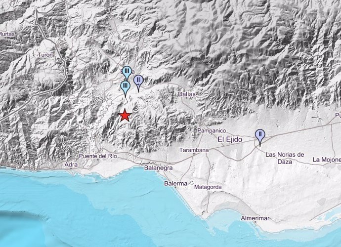 Terremoto detectado en Berja (Almería).