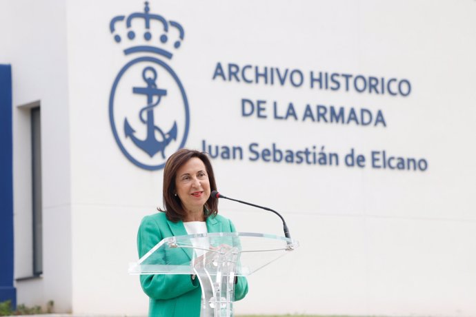 La ministra de Defensa, Margarita Robles, durante su intervención en el acto. 