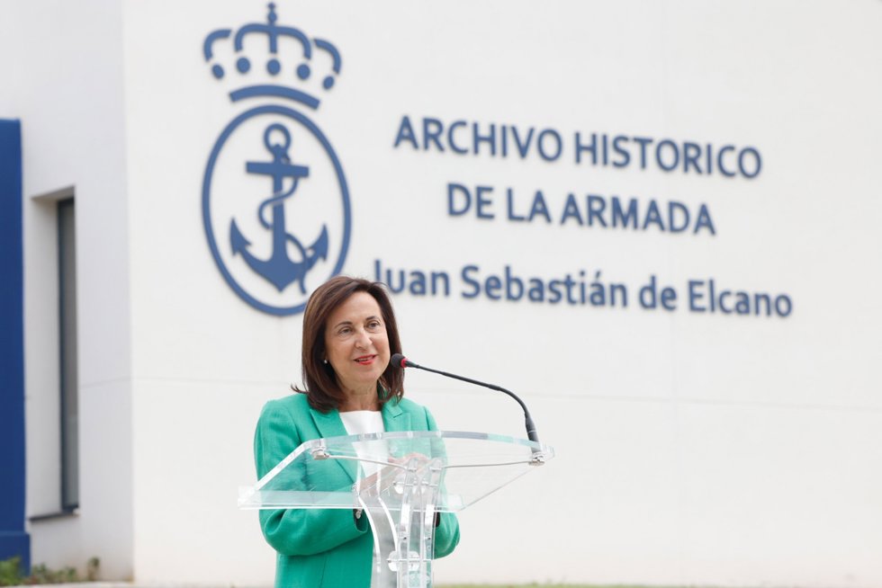 La ministra de Defensa, Margarita Robles, durante su intervención en el acto.
