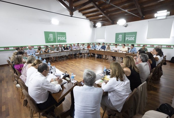 Los miembros de la Comisión Ejecutiva Regional del PSOE de Andalucía reunida en Sevilla.