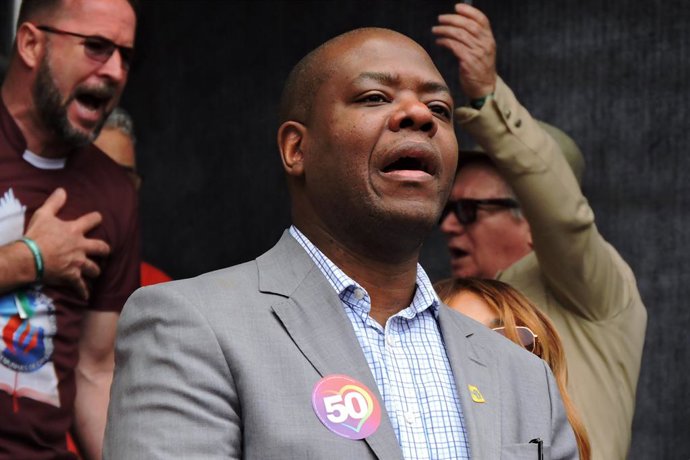 August 24, 2024, Sao Paulo, Sao Paulo, Brasil: Sao Paulo (SP), 08/24/2024 - POLITICS/ELECTIONS/Sao Paulo HALL/SAO PAULO " Silvio Luiz de Almeida, Minister of Human Rights and Citizenship of Brazil participates in a rally of the candidate for mayor of