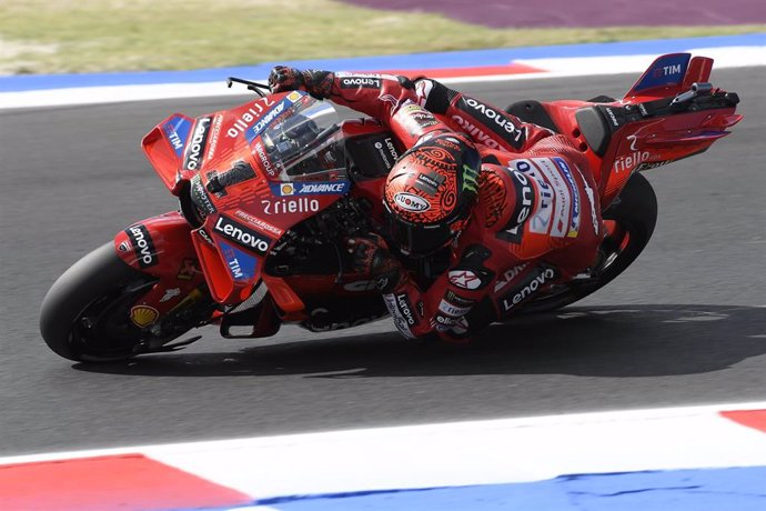 El piloto italiano de MotoGP Francesco Bagnaia (Ducati), en el Gran Premio de San Marino 2024.