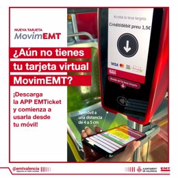 Nou bitllet moneder virtual de l'EMT de València.