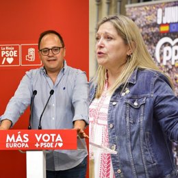 Archivo - Los eurodiputados riojanos electos del PSOE, César Luena, y del PP, Esther Herranz