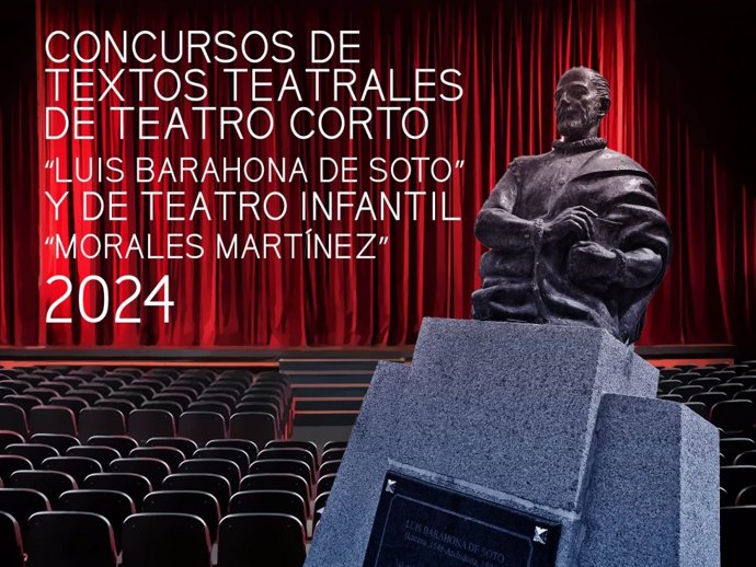 Cartel del Concurso de Textos Teatrales de Teatro Corto 'Barahona de Soto' y de Teatro Infantil 'Morales Martínez'.