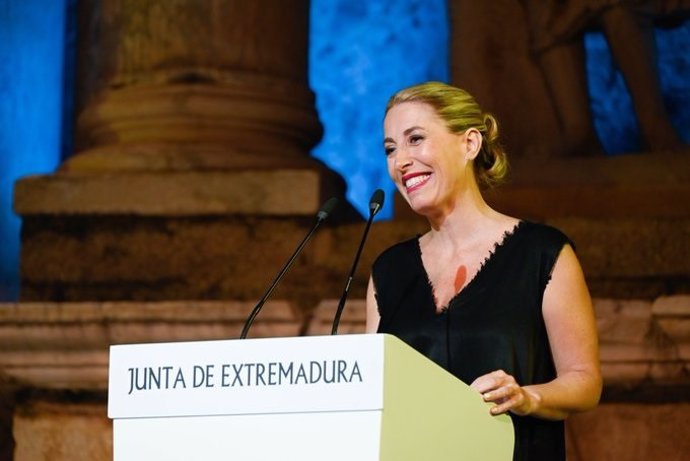 La presidenta de la Junta de Extremadura, María Guardiola, en su discurso del Día de Extremadura