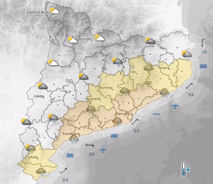 Previsión de lluvias en Catalunya para el domingo, 8 de septiembre de 2024, por la mañana