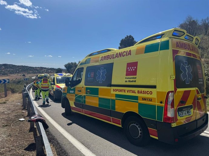 Un accidente de moto a la altura de Zarzalejo deja cuatro heridos, dos de ellos de carácter grave