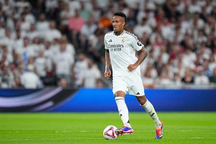 Eder Militao of Real Madrid in action during the Spanish League, LaLiga EA Sports, football match played between Real Madrid and Real Betis Balompie at Santiago Bernabeu stadium on September 01, 2024, in Madrid, Spain.