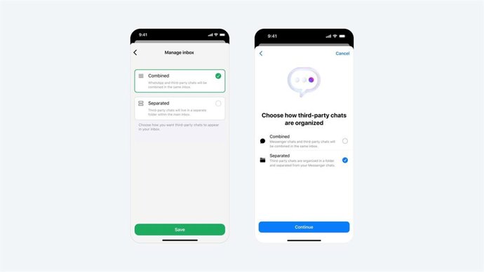 Nueva opción para administrar la bandeja de entrada en WhatsApp y Messenger con chats de terceros.