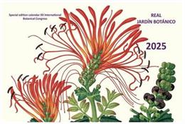 Portada del calendario 2025 del Real Jardín Botánico dedicado al IBC. Dibujo de Tristerix secundus.