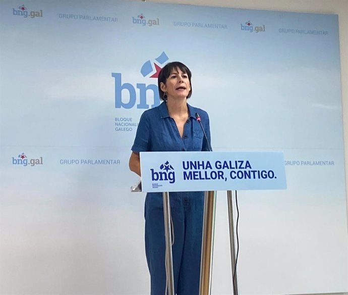 La portavoz nacional del BNG, Ana Pontón, durante la rueda de prensa.