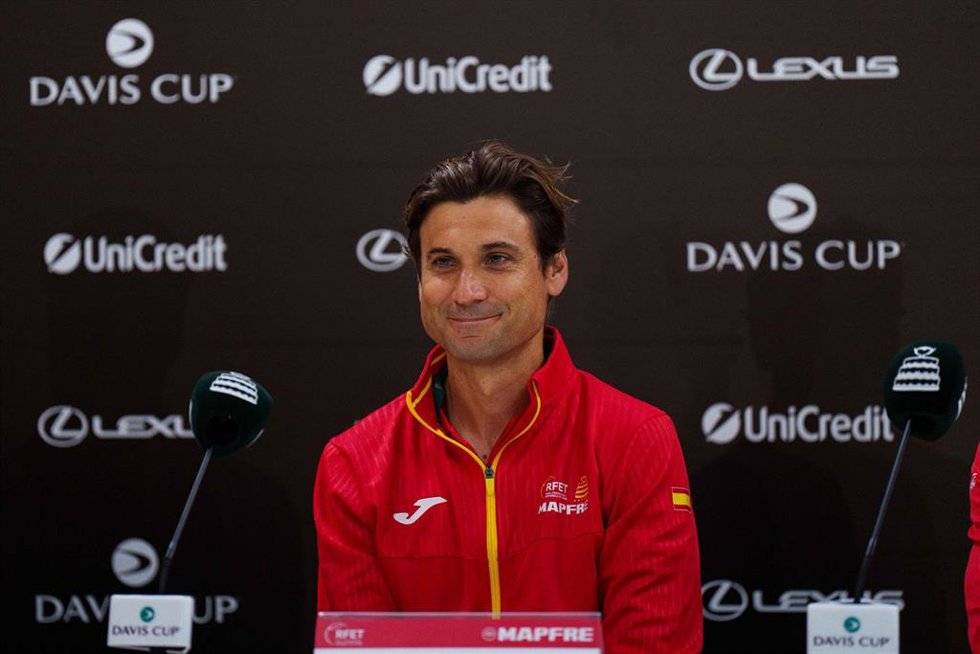 El capitán español de Copa Davis, David Ferrer, durante una rueda de prensa.