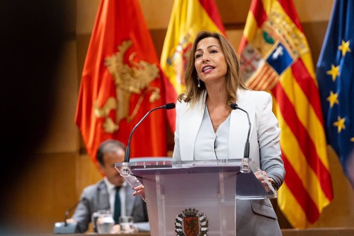 Archivo - La alcaldesa de Zaragoza, Natalia Chueca, durante el Debate sobre el Estado de la Ciudad