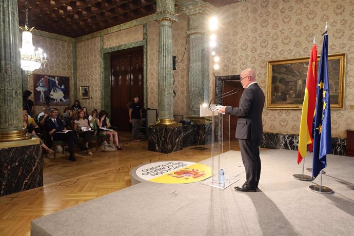 El delegado del Gobierno en Madrid, Francisco Martín, en un momento de la rueda de prensa.