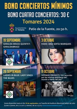 El Ayuntamiento de Tomares organiza un "otoño cultural" que comenzará el 19 de septiembre con un ciclo de 'Conciertos Mínimos'.