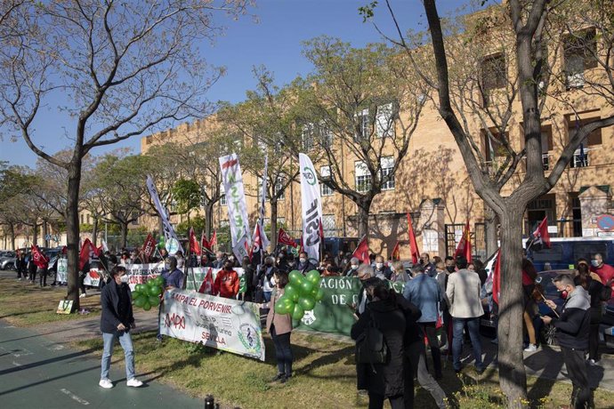 Archivo - Imagen de archivo de una protesta ante la Delegación de Educación