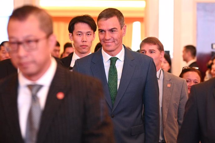 El presidente del Gobierno de España, Pedro Sánchez, a su llegada al Encuentro Empresarial España-China, a 10 de septiembre de 2024, en Shanghái (China).