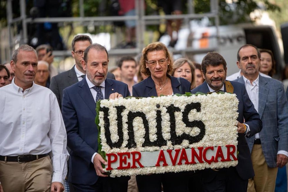 El líder de Units per Avanar y conseller de Justicia y Calidad Democrática de la Generalitat, Ramon Espadaler, encabeza la delegación de su partido en la ofrenda floral de Rafael Casanova por la Diada