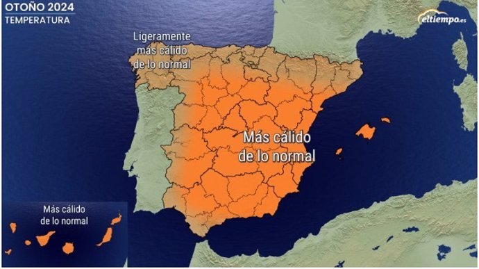 El otoño será más cálido en la mayor parte de España y más seco en parte del oeste peninsular, según Eltiempo.Es.