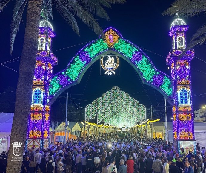 Imagen del encendido del alumbrado de la Feria de Coria