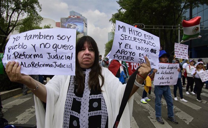 Una protesta en contra de la reforma judicial impulsada por el Gobierno mexicano