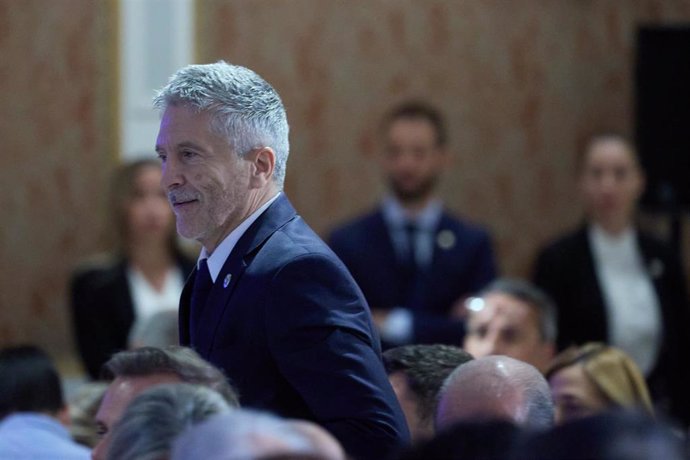 El ministro del Interior, Fernando Grande-Marlaska, durante un desayuno informativo de Forum Europa, en el Hotel Four Seasons