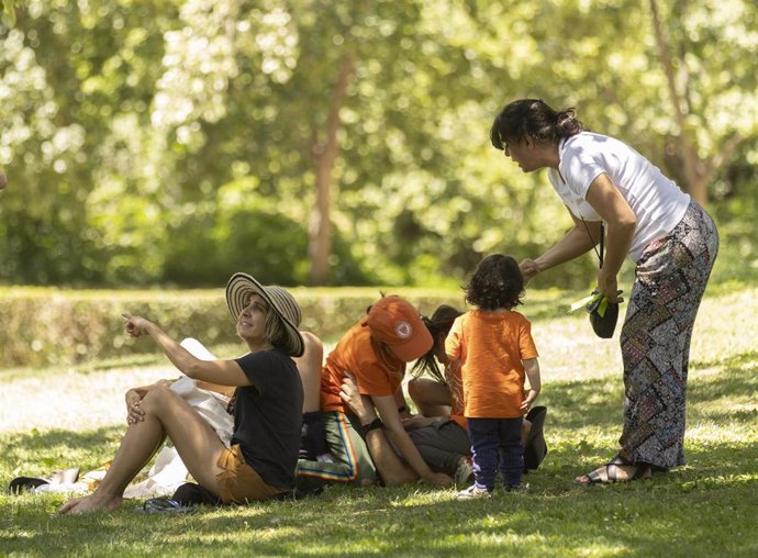 Archivo - Una familia en el parque de El Retiro, a 4 de julio de 2023, en Madrid (España). El gobierno de la Comunidad de Madrid anunció el pasado 21 de junio que va a poner en marcha un Plan de Apoyo a las Familias que incluye nuevas ayudas para las fami