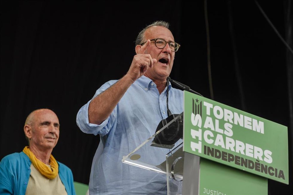 El presidente de mnium Cultural, Xavier Antich, durante la manifestación de ANC por la Diada, a 11 de septiembre de 2024