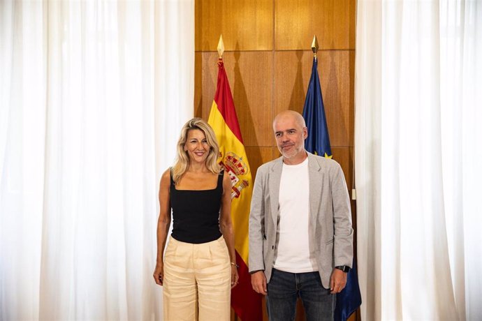 La vicepresidenta segunda del Gobierno, Yolanda Díaz, y el secretario general de CCOO, Unai Sordo.