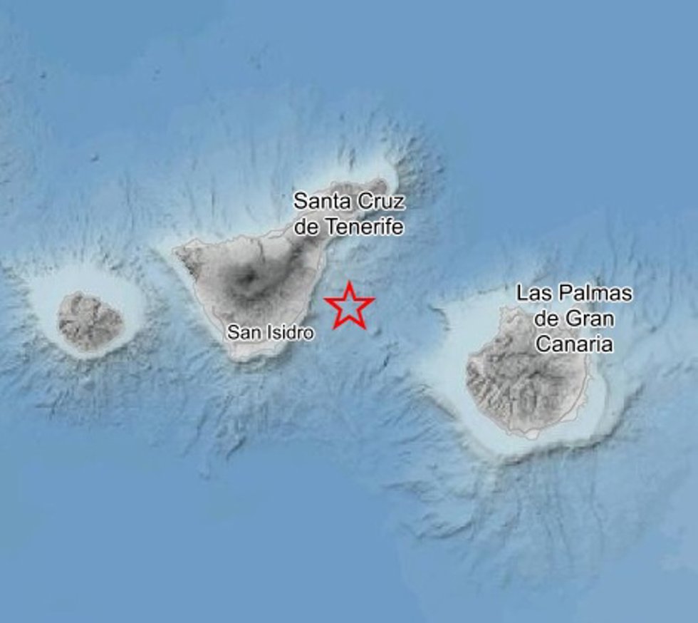 Actividad sísmica localizada en el volcán de Enmedio, en aguas entre Tenerife y Gran Canaria