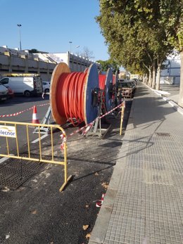 Obras de refuerzo de la red eléctrica del barrio de La Hispanidad de Huelva capital.