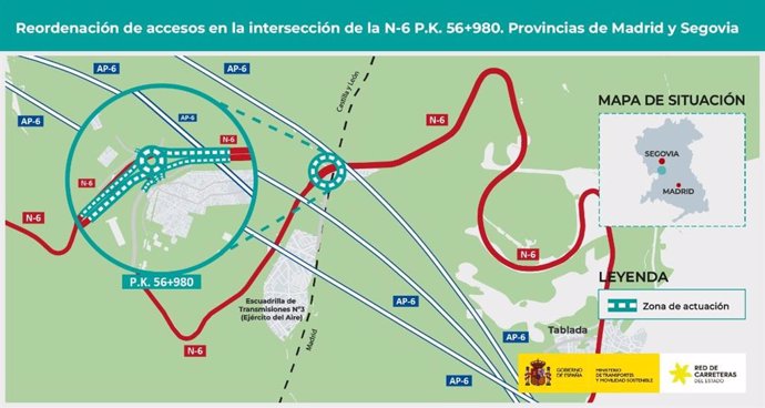 Imagen del proyecto de trazado para mejorar los accesos de la N-6 en el Alto de León