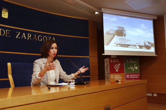 La vicepresidenta de la DPZ, Teresa Ladrero, en la presentación del balance del primer año de Ecoprovincia.