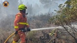 Archivo - Arxiu - Efectius treballen en l'extinció d'un incendi en imatge d'arxiu