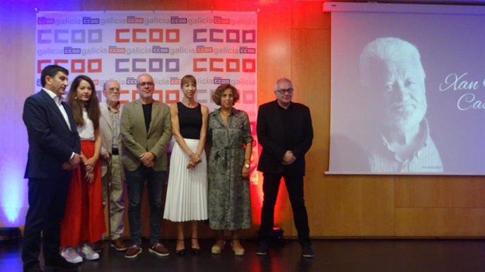 Acto de homenaje al histórico sindicalista de CCOO Galicia Xan María Castro, en el que participa el secretario general de CCOO, Unai Sordo