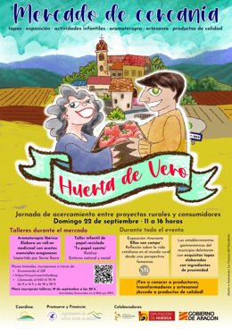 Cartel del Mercado de Cercanía que organiza este domingo la localidad oscense de Santa María de Dulcis.