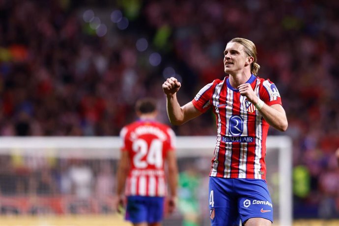 El centrocampista del Atlético de Madrid Conor Gallagher celebrando su primer gol.