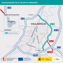 Archivo - Gráfica con el plano del tramo de la VA.20 en el que se actuará.