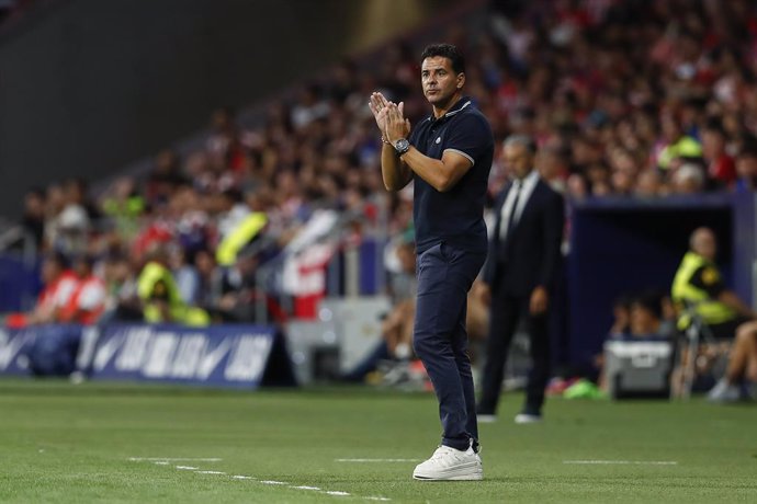 Miguel Angel "Michel" Sanchez, head coach of Girona FC, gestures during the Spanish league, La Liga EA Sports, football match played between Atletico de Madrid and Girona FC at Civitas Metropolitano stadium on August 25, 2024, in Madrid, Spain.