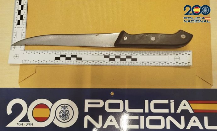 Cuchillo usado para el atraco en un salón de juego en Jerez.