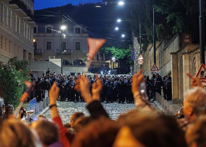 Archivo - Protestas en Tiflis por la aprobación de la ley de agentes extranjeros por el Gobierno georgiano