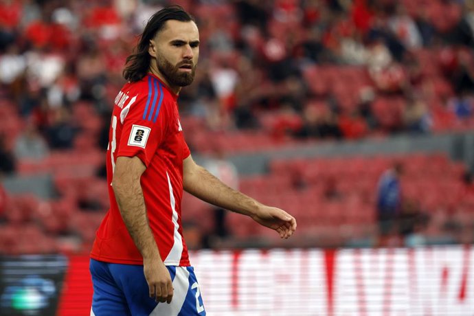 Futbol, Chile vs Bolivia. Primera rueda, clasificatorias al Mundial 2026. El jugador de la seleccion chilena Ben Brereton es fotografiado durante el partido de la primera rueda de las eliminatorias al mundial de 2026 contra Bolivia disputado en el