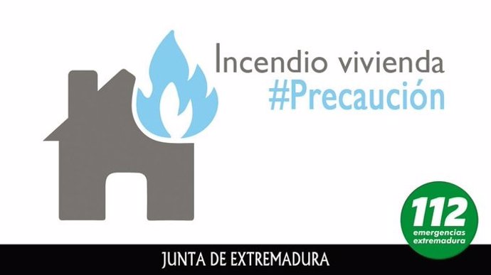 Aviso de precaución por un incendio en una vivienda