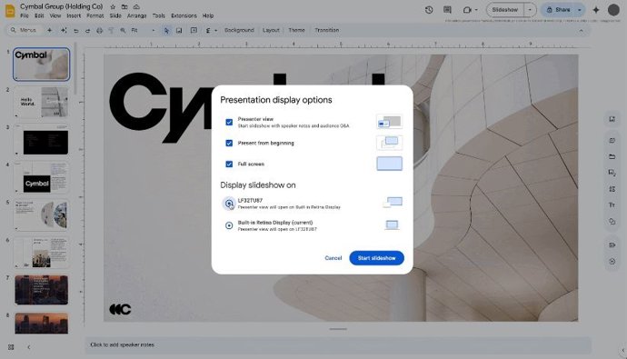 Latam.-Google Slides añade soporte multimonitor para que los oradores puedan ver sus notas sin interrumpir la presentación